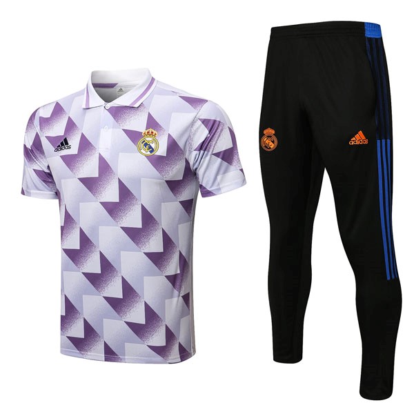 Polo Real Madrid Conjunto Completo 2022 2023 Blanco Purpura